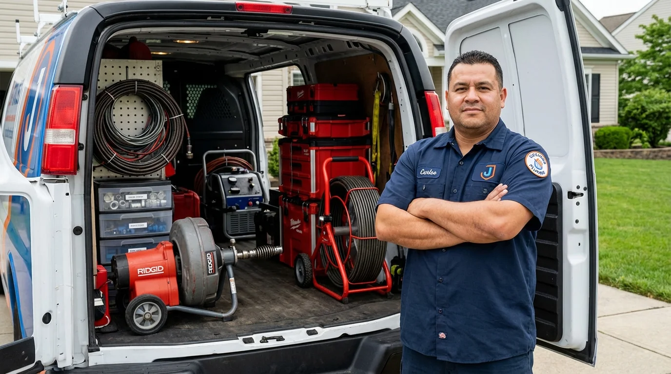 Professional drain cleaning equipment and Johns Plumbing LLC plumber in Appleton