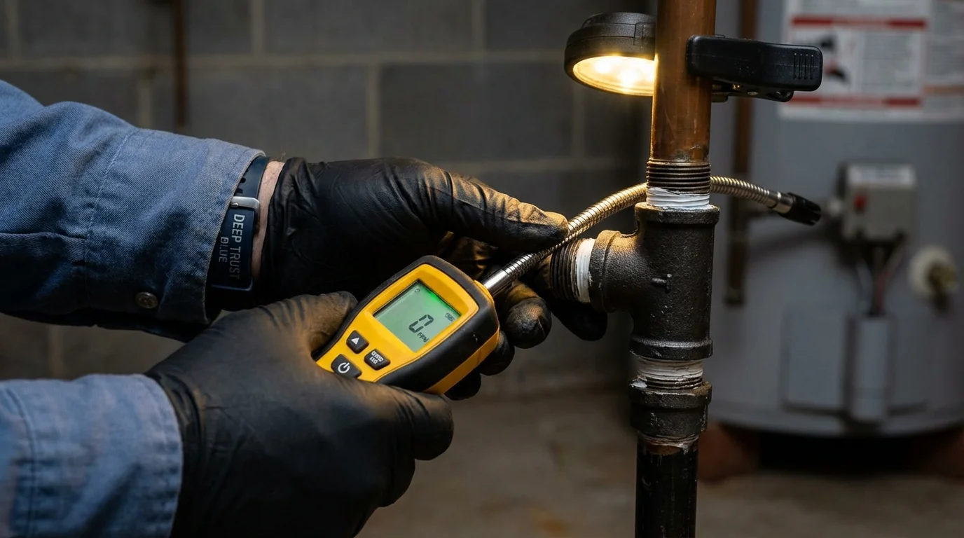 Gas leak detection with electronic sniffer by Johns Plumbing LLC in Appleton