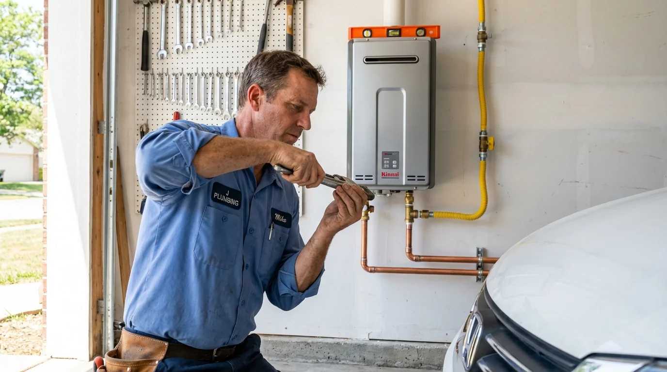 Tankless water heater installation by a Johns Plumbing LLC plumber in Appleton